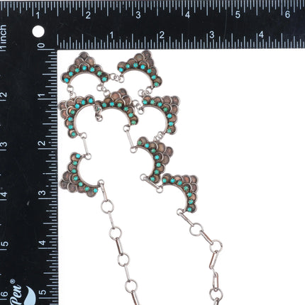14.5" Vintage Zuni snake eye turquoise sterling silver link necklace