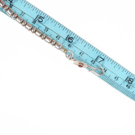 17.5" Christin Wolf Sterling silver sugilite channel inlay beaded necklace