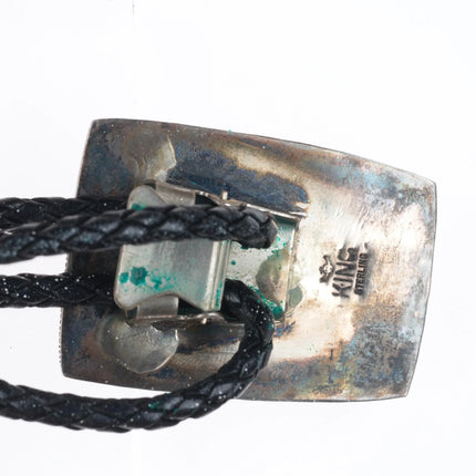 Ray King Navajo vintage sterling silver bolo tie/fancy tips, nice turquoise