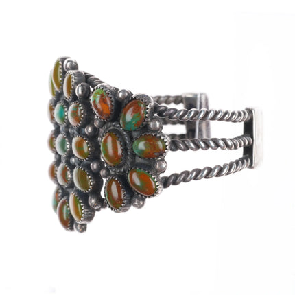 5.75" Vintage Navajo Royston turquoise cluster cuff bracelet sterling silver