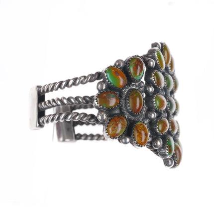 5.75" Vintage Navajo Royston turquoise cluster cuff bracelet sterling silver