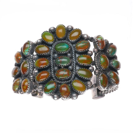 5.75" Vintage Navajo Royston turquoise cluster cuff bracelet sterling silver
