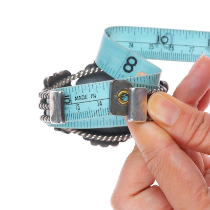 5.75" Vintage Navajo Royston turquoise cluster cuff bracelet sterling silver