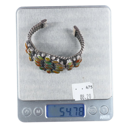 5.75" Vintage Navajo Royston turquoise cluster cuff bracelet sterling silver
