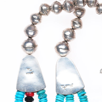 30" Tommy Singer Navajo sterling silver beaded turquoise heishi necklace