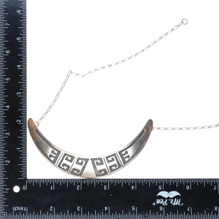 20" Vintage Navajo Overlay bar necklace sterling silver geometric