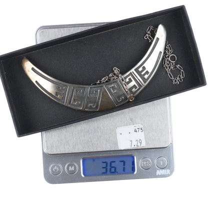 20" Vintage Navajo Overlay bar necklace sterling silver geometric