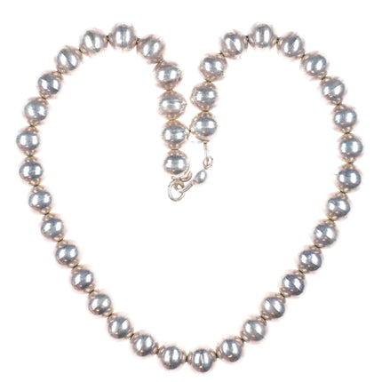 18.25" Arnold Maloney Navajo pearls beaded sterling silver necklace