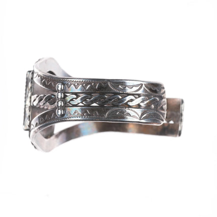 6.25" 40's-50's Navajo sterling silver stamped cuff bracelet with nice turquoise