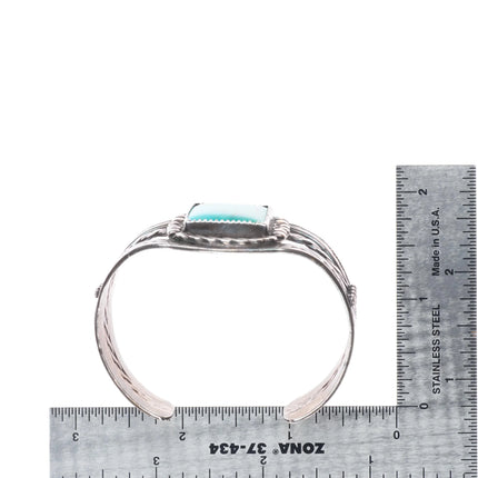 6.25" 40's-50's Navajo sterling silver stamped cuff bracelet with nice turquoise