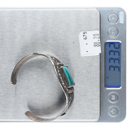 6.25" 40's-50's Navajo sterling silver stamped cuff bracelet with nice turquoise