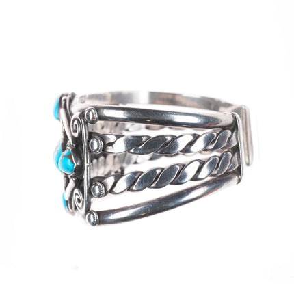 6.5" c1950's Puebloan or Navajo sterling silver cuff bracelet with turquoise