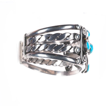 6.5" c1950's Puebloan or Navajo sterling silver cuff bracelet with turquoise