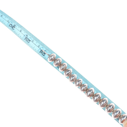 28" Heavy stamped Navajo pearls sterling silver beaded necklace high quality