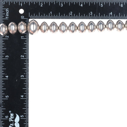 28" Heavy stamped Navajo pearls sterling silver beaded necklace high quality