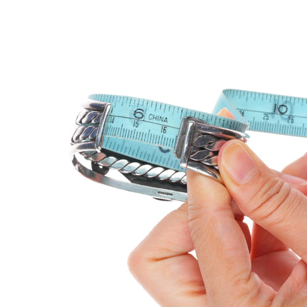 6.5" c1950's Puebloan or Navajo sterling silver cuff bracelet with turquoise