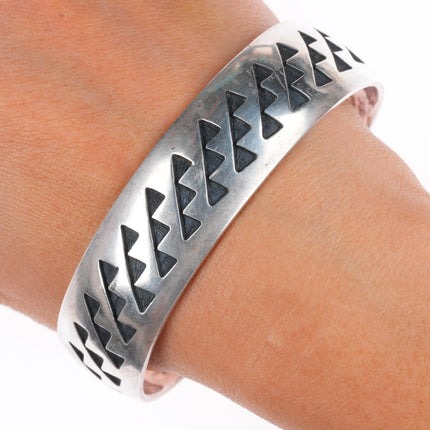 7.75" Anderson Koinva Hopi Overlay Trickling Water cuff bracelet sterling silver