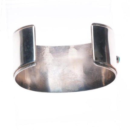 7.6" Big Vintage Navajo Overlay bear paw sterling silver turquoise cuff bracelet