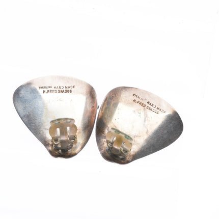 Vintage H. Fred Skaggs southwestern modernist sterling silver clip-on earrings