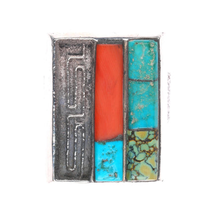 sz12.75 Large Tufa Cast Harold Lovato - Kewa turquoise/Variscite/coral ring