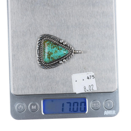 Vintage CH Navajo sterling silver Ceremonial Kingman waterweb turquoise pendant