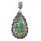 big Vintage Navajo sterling silver Ceremonial Kingman waterweb turquoise pendant