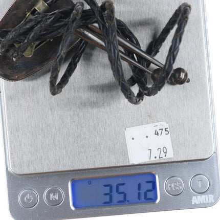 c1970 M Fowler Navajo sterling silver turquoise nugget cluster bolo tie