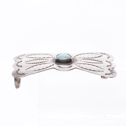 Small vintage Navajo butterfly sterling silver opal belt buckle