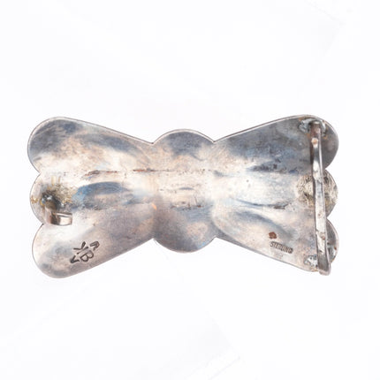 Small vintage Navajo butterfly sterling silver opal belt buckle