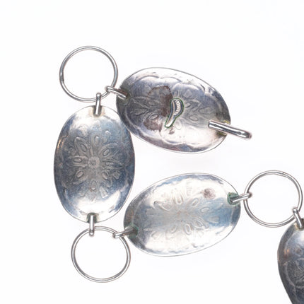 33" Vintage Navajo sterling silver link concho belt/hatband hand stamped