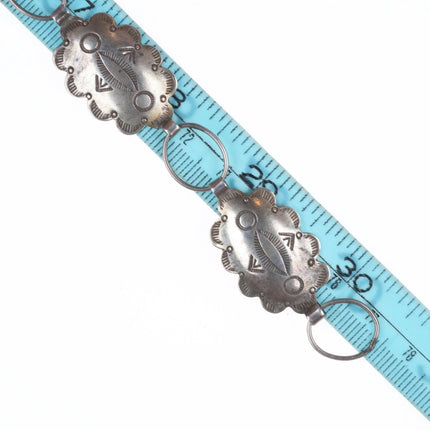 30.5" Vintage Navajo sterling silver link concho belt/hatband hand stamped