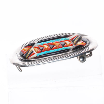 Valentino/ Matilda Banteah Zuni sterling silver cobblestone inlay belt buckle