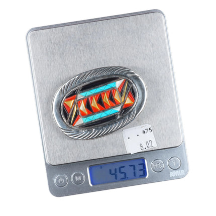 Valentino/ Matilda Banteah Zuni sterling silver cobblestone inlay belt buckle