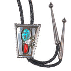 c1950's Roy Vandever Navajo sterling silver, turquoise, coral bolo tie