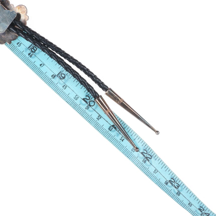 Vintage F.K. Zuni sterling silver channel inlay stone/shell thunderbird bolo tie