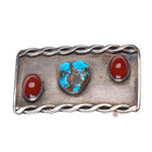 Vintage sterling silver turquoise/carnelian belt buckle