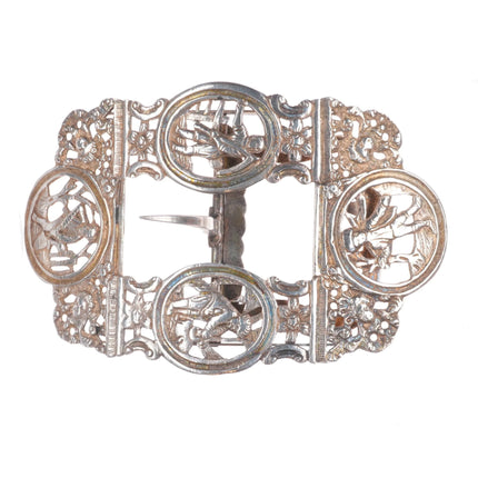 Antique Sterling silver openwork belt buckle Victorian