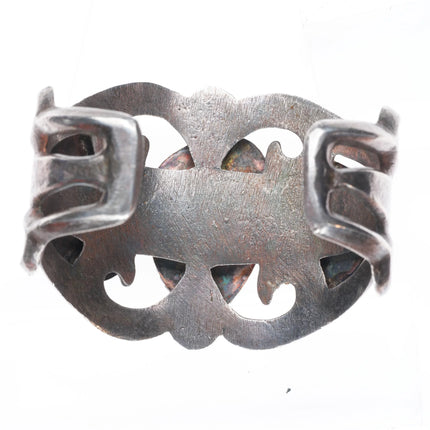 6" Vintage Navajo sterling silver 3 stone turquoise cast cuff bracelet