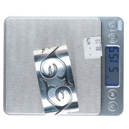 7" Vintage Navajo Overlay cuff bracelet sterling silver