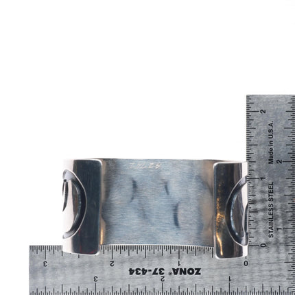 7" Vintage Navajo Overlay cuff bracelet sterling silver