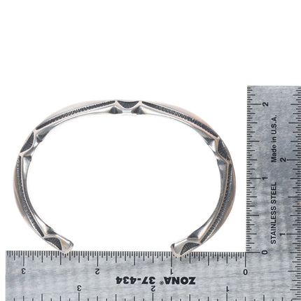 7" Harry H Begay Navajo carinated heavily stamped sterling silver cuff bracelet