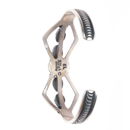6.5" El Billah Navajo sterling silver spiderweb turquoise cuff bracelet