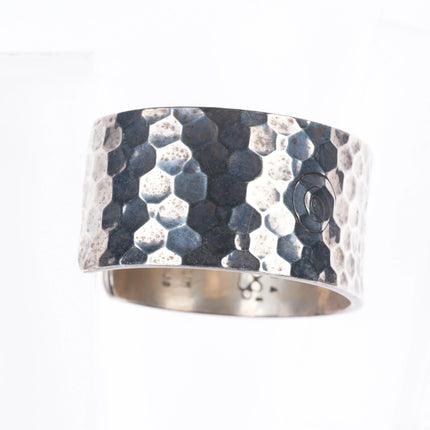 6.5" Michael L Slim  Navajo hammered sterling silver heavy cuff bracelet
