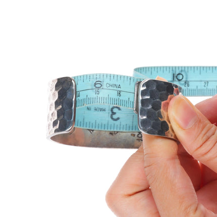 6.5" Michael L Slim  Navajo hammered sterling silver heavy cuff bracelet