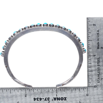 6.35" 40's Navajo sterling silver Sleeping Beauty turquoise row cuff bracelet