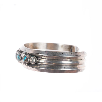 6.1" 1950's Bisbee turquoise Navajo sterling silver row cuff bracelet vintage