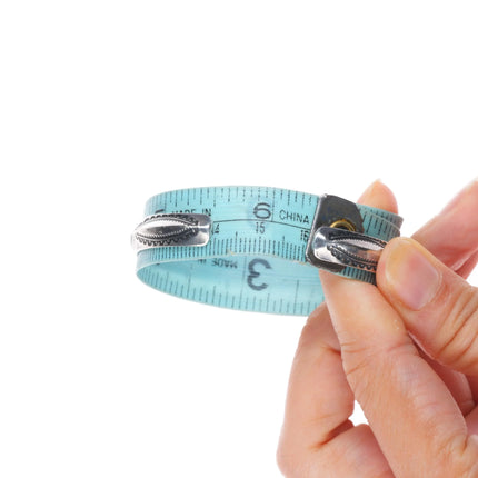 6.25" 1930's Navajo ingot silver graduated turquoise row cuff bracelet sterling