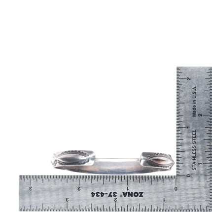 6.25" 1930's Navajo ingot silver graduated turquoise row cuff bracelet sterling