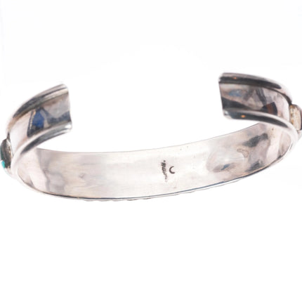 6.5" Vintage southwestern sterling silver multistone channel inlay cuff bracelet