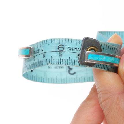 6.25" Robin Banteah Zuni sterling silver turquoise inlay stacker cuff bracelet